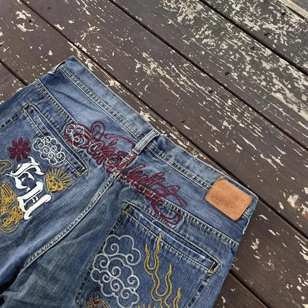 (40x34) Vintage 90s Y2K Ecko Unltd. Baggy Jeans Dragon Embroidery Skater 2000s - Picture 4 of 9
